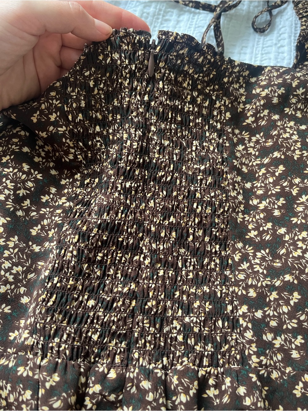 Brown Floral Long-Sleeve Maxi Dress with Square Neck - Picture 6 of 14